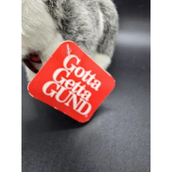 Vtg GUND 1993 Husky w/ Plaid Bow 6” Mini Stuffed Animal Plush Dog W/ Tag Puppy - Picture 11 of 14